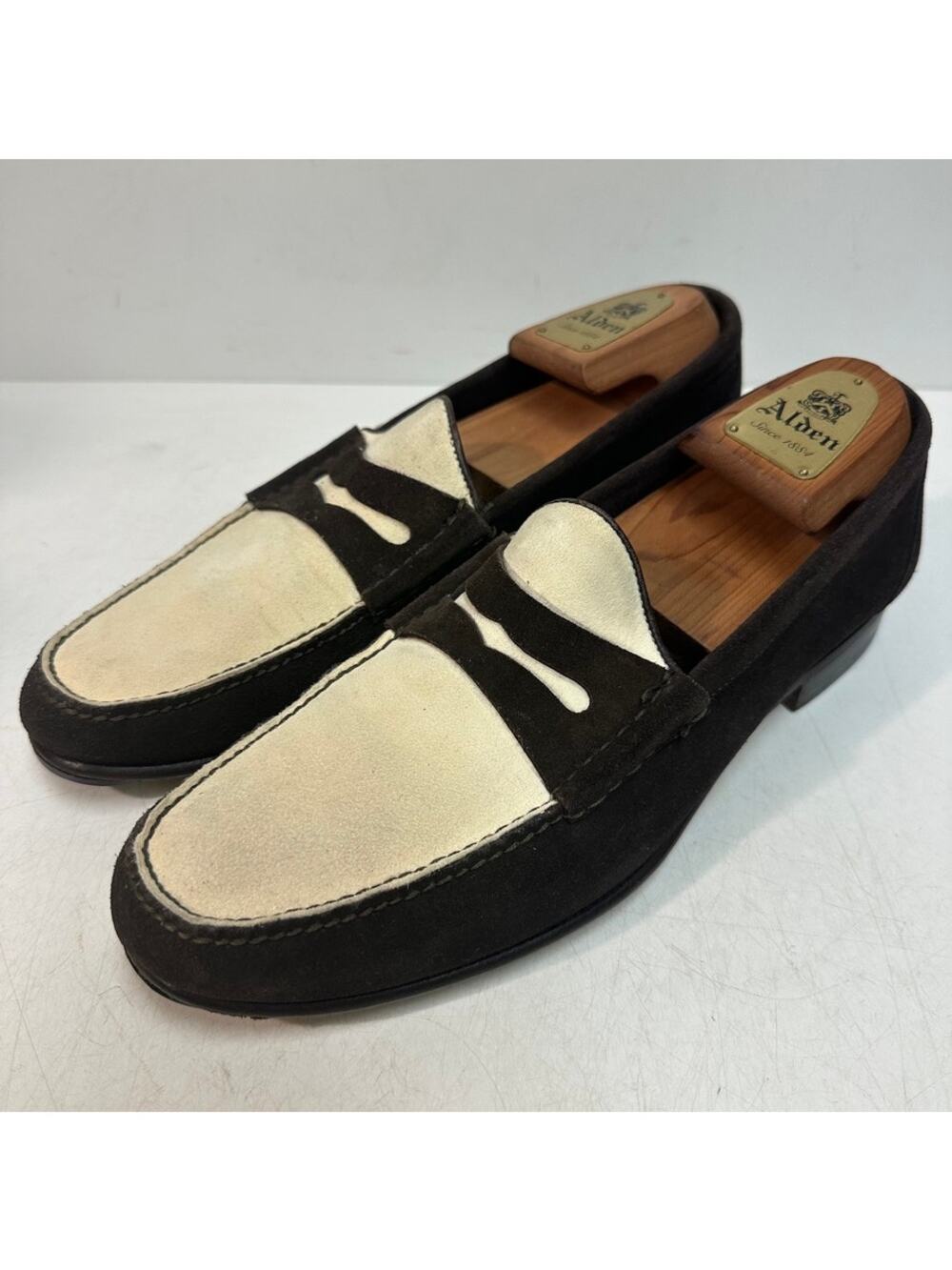 VGUC Tom Ford Brown Cream Suede Penny Loafers Made in Spain EU 8.5 T US 9.5 D